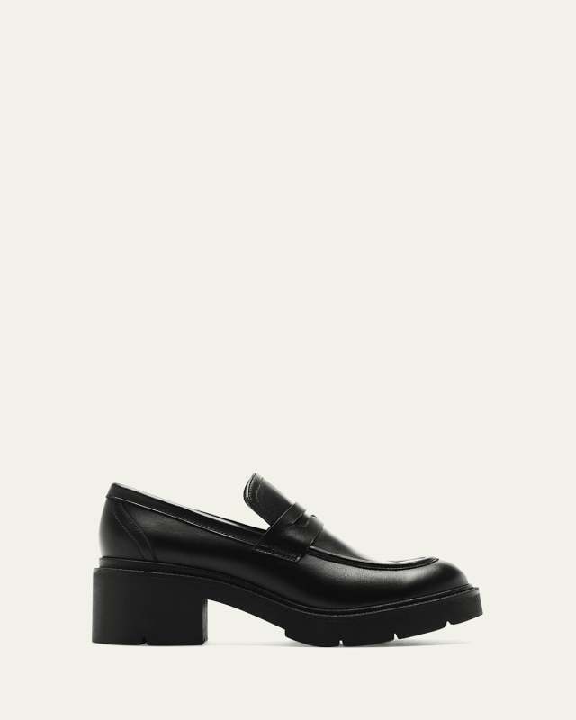 Alisa Shiny Crinkle Leather Loafers